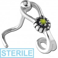 STERILE SURGICAL STEEL CURVED WRAP AROUND NOSE STUD - DAISY