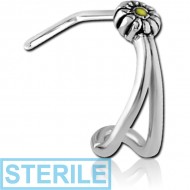 STERILE SURGICAL STEEL 90 DEGREE WRAP AROUND NOSE STUD - DAISY