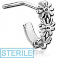 STERILE SURGICAL STEEL 90 DEGREE WRAP AROUND NOSE STUD - THREE FLOWERS PIERCING