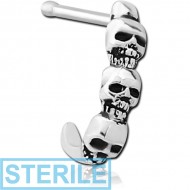 STERILE SURGICAL STEEL WRAP AROUND NOSE BONE - FOUR SKULLS