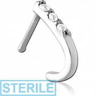 STERILE SURGICAL STEEL JEWELLED WRAP AROUND NOSE BONE