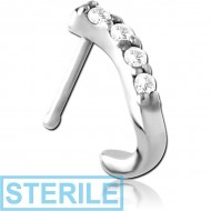 STERILE SURGICAL STEEL JEWELLED WRAP AROUND NOSE BONE