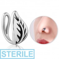 STERILE SURGICAL STEEL NOSE CLIP - LEAF PIERCING