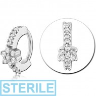 STERILE SURGICAL STEEL JEWELLED NOSE RING CLICKER PIERCING