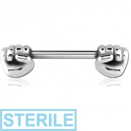 STERILE SURGICAL STEEL NIPPLE BAR - FIST