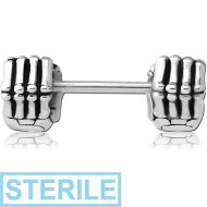 STERILE SURGICAL STEEL NIPPLE BAR - FISTS