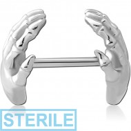 STERILE SURGICAL STEEL NIPPLE EAR - SKELETON HAND