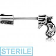 STERILE SURGICAL STEEL NIPPLE BAR - GUN