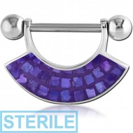 STERILE SURGICAL STEEL SYNTHETIC MOTHER OF PEARL MOSAIC NIPPLE SHIELD - FAN