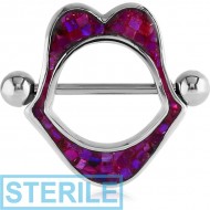 STERILE SURGICAL STEEL SYNTHETIC MOTHER OF PEARL MOSAIC NIPPLE SHIELD - MOUTH