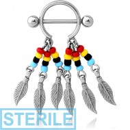 STERILE SURGICAL STEEL BEADS AND FEATHERS NIPPLE SHIELD