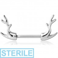 STERILE SURGICAL STEEL NIPPLE SHIELD BAR - DEAR HORNS PIERCING