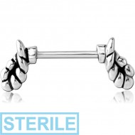 STERILE SURGICAL STEEL NIPPLE SHIELD BAR - GOAT HORNS