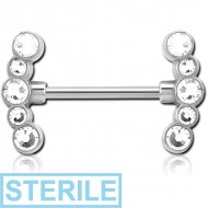 STERILE SURGICAL STEEL JEWELLED NIPPLE BAR PIERCING