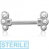 STERILE SURGICAL STEEL JEWELLED NIPPLE BAR PIERCING