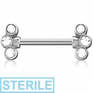 STERILE SURGICAL STEEL JEWELLED NIPPLE BAR PIERCING