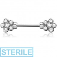 STERILE SURGICAL STEEL JEWELLED NIPPLE BAR PIERCING