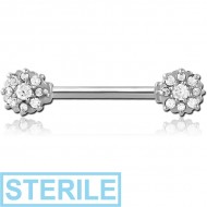 STERILE SURGICAL STEEL JEWELLED NIPPLE BAR PIERCING