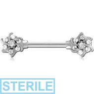 STERILE SURGICAL STEEL JEWELLED NIPPLE BAR PIERCING