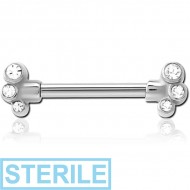 STERILE SURGICAL STEEL JEWELLED NIPPLE BAR PIERCING