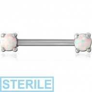 STERILE SURGICAL STEEL EXTERNAL THREADED SYNTHETIC OPAL NIPPLE BAR
