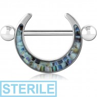 STERILE SURGICAL STEEL SYNTHETIC MOTHER OF PEARL MOSAIC NIPPLE SHIELD