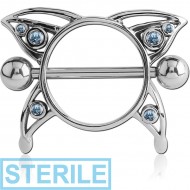 STERILE SURGICAL STEEL JEWELLED NIPPLE SHIELD - BUTTERFLY