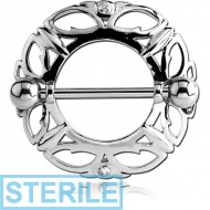 STERILE SURGICAL STEEL NIPPLE SHIELD - CIRCLE FILIGREE