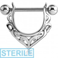 STERILE SURGICAL STEEL NIPPLE SHIELD - FILIGREE V PIERCING