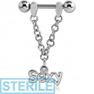 STERILE SURGICAL STEEL JEWELLED NIPPLE SHIELD - SEXY PIERCING