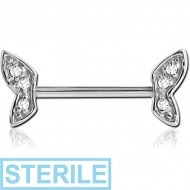 STERILE SURGICAL STEEL NIPPLE BAR - WINGS PIERCING