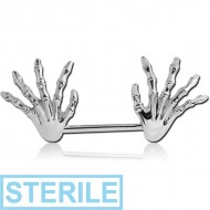 STERILE SURGICAL STEEL NIPPLE BAR - HANDS PIERCING