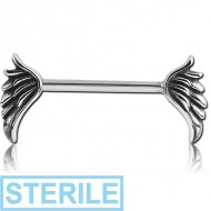 STERILE SURGICAL STEEL NIPPLE BAR - WINGS PIERCING