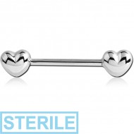 STERILE SURGICAL STEEL NIPPLE BAR - HEART PIERCING