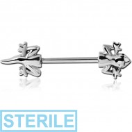 STERILE SURGICAL STEEL NIPPLE BAR - LIZARD PIERCING