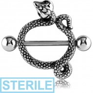 STERILE SURGICAL STEEL JEWELLED NIPPLE SHIELD - SNAKE