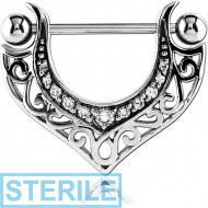 STERILE SURGICAL STEEL JEWELLED NIPPLE SHIELD - V FILIGREE