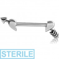 STERILE SURGICAL STEEL NIPPLE SHIELD - BROKEN HEART WITH ARROW