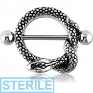 STERILE SURGICAL STEEL NIPPLE SHIELD - SNAKE PIERCING