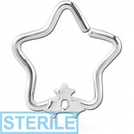 STERILE SURGICAL STEEL OPEN STAR SEAMLESS RING - TRIPLE STAR