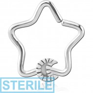 STERILE SURGICAL STEEL OPEN STAR SEAMLESS RING - CRESCENT