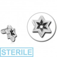 STERILE SURGICAL STEEL PUSH FIT ATTACHMENT FOR BIOFLEX INTERNAL LABRET - STAR INDENT