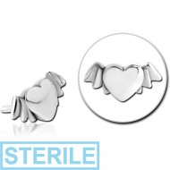 STERILE SURGICAL STEEL PUSH FIT ATTACHMENT FOR BIOFLEX INTERNAL LABRET - WINGED HEART