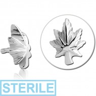 STERILE SURGICAL STEEL PUSH FIT ATTACHMENT FOR BIOFLEX INTERNAL LABRET - MARIJUANA LEAF