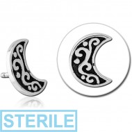 STERILE SURGICAL STEEL PUSH FIT ATTACHMENT FOR BIOFLEX INTERNAL LABRET - FILIGREE CRSCENT PIERCING