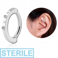 STERILE SURGICAL STEEL JEWELLED ROOK CLICKER - SPIKES PIERCING