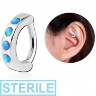 STERILE SURGICAL STEEL SYNTHETIC OPAL ROOK CLICKER PIERCING