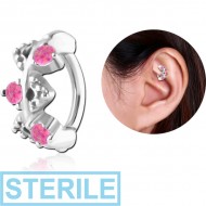 STERILE SURGICAL STEEL SYNTHETIC OPAL ROOK CLICKER - FILIGREE PIERCING