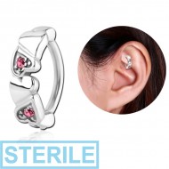 STERILE SURGICAL STEEL JEWELLED ROOK CLICKER - HEART PIERCING