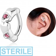 STERILE SURGICAL STEEL JEWELLED ROOK CLICKER - HEART PIERCING